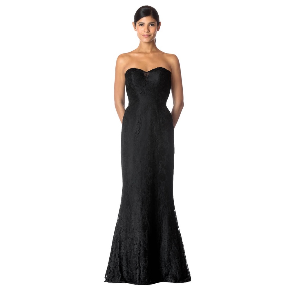 Bari Jay Black Lace Fit and Flare Strapless Dress